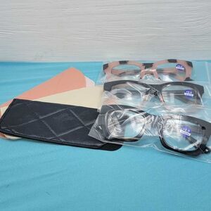 3 Pack Unisex Progressive Bifocal Reading Glasses Blue Light Filter 2+
